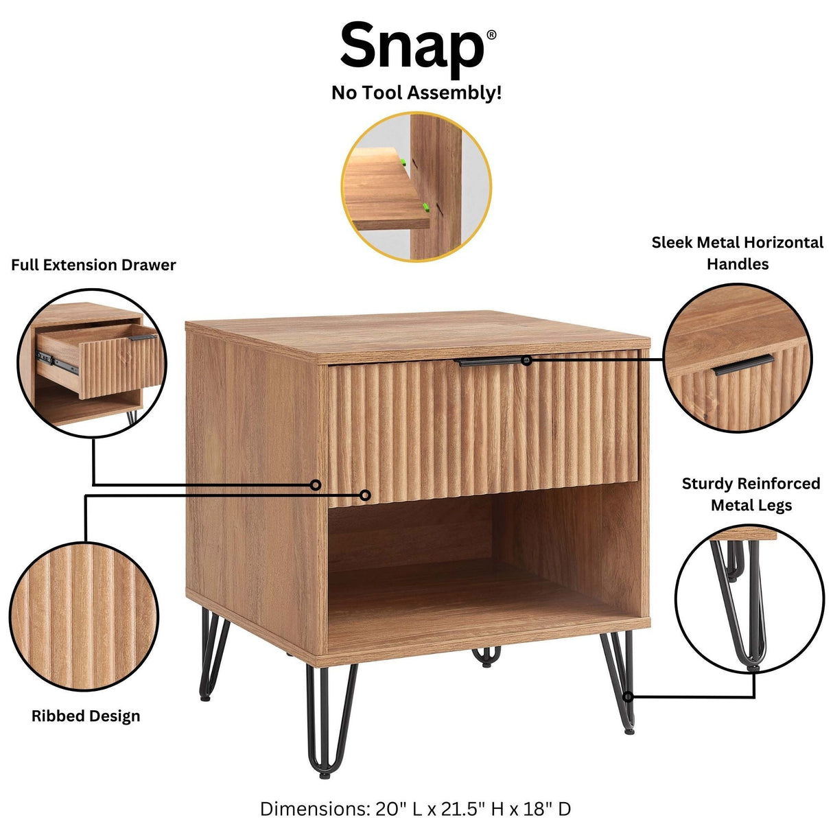 DUMBO 1.0 Nightstand in Golden Brown by Manhattan Comfort at Eve Furniture