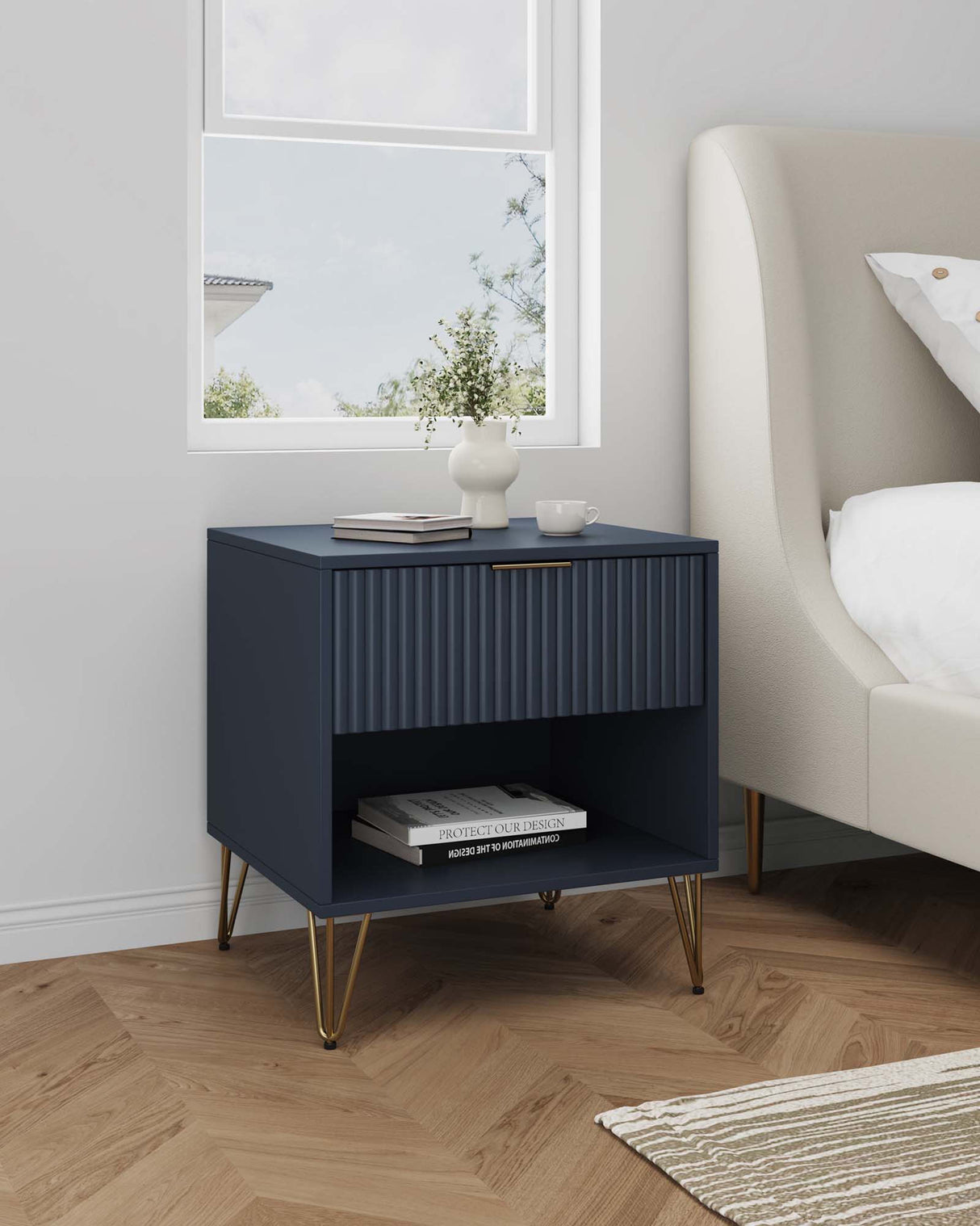 DUMBO 1.0 Nightstand in Midnight Blue by Manhattan Comfort at Eve Furniture