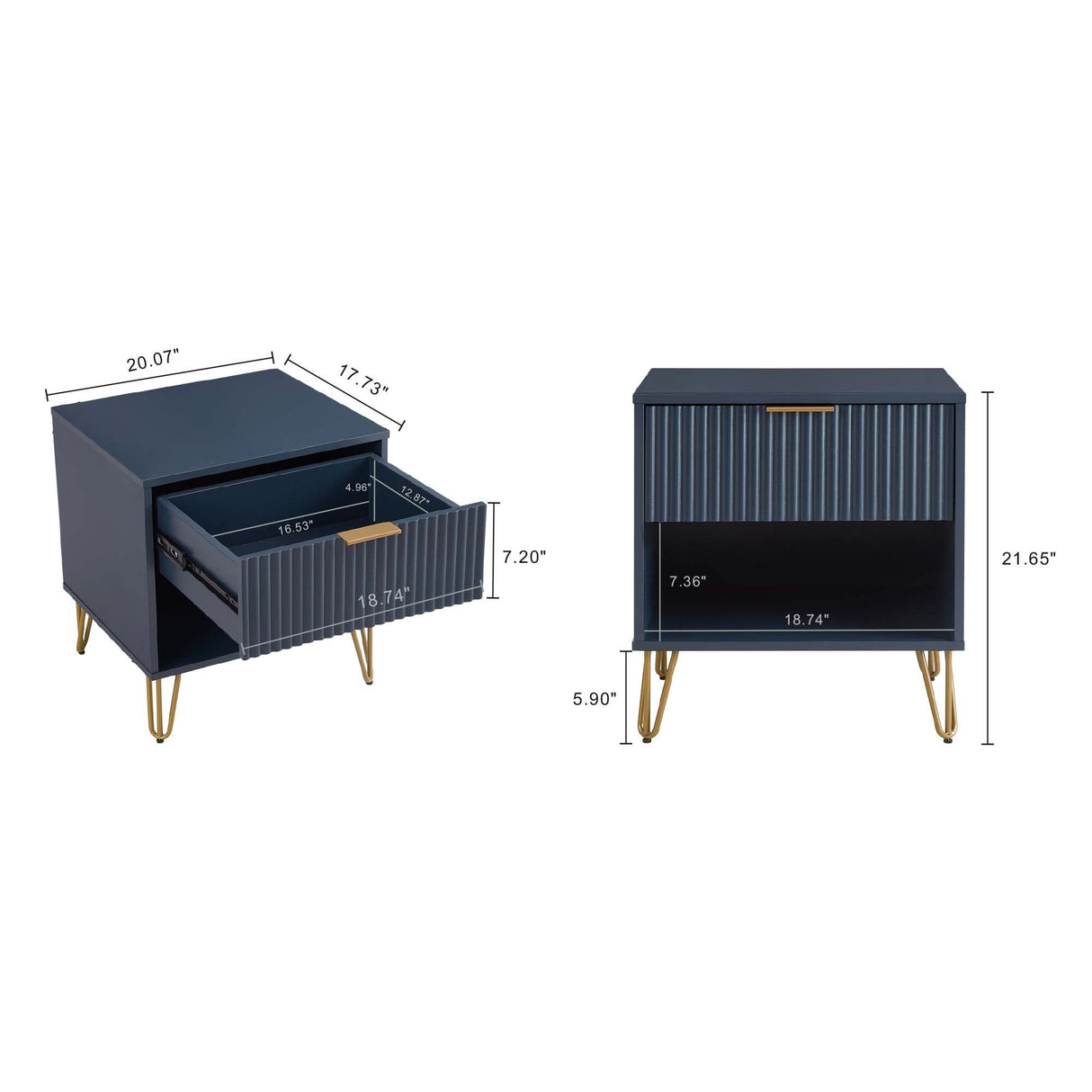 DUMBO 1.0 Nightstand in Midnight Blue by Manhattan Comfort at Eve Furniture