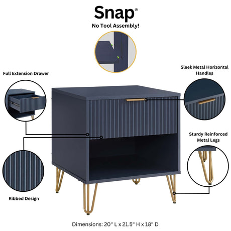 DUMBO 1.0 Nightstand in Midnight Blue by Manhattan Comfort at Eve Furniture