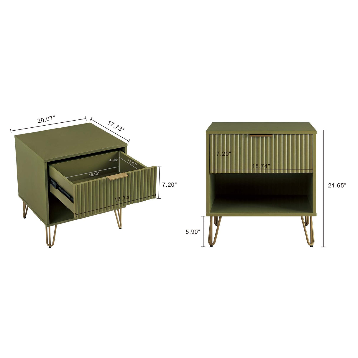 DUMBO 1.0 Nightstand in Olive Green by Manhattan Comfort at Eve Furniture