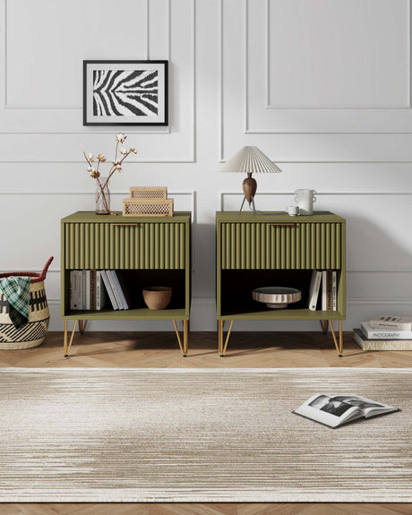 DUMBO 1.0 Nightstand in Olive Green (set of 2) by Manhattan Comfort at Eve Furniture