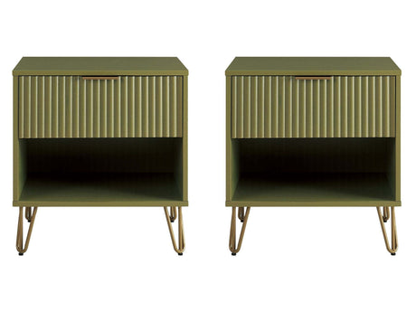 DUMBO 1.0 Nightstand in Olive Green (set of 2) by Manhattan Comfort at Eve Furniture