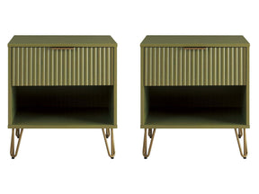 DUMBO 1.0 Nightstand in Olive Green (set of 2) by Manhattan Comfort at Eve Furniture