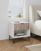 DUMBO 1.0 Nightstand in White and Rustic Grey by Manhattan Comfort at Eve Furniture