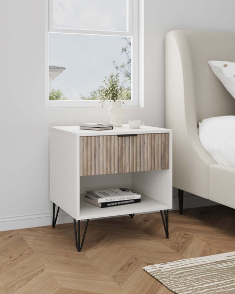 DUMBO 1.0 Nightstand in White and Rustic Grey by Manhattan Comfort at Eve Furniture