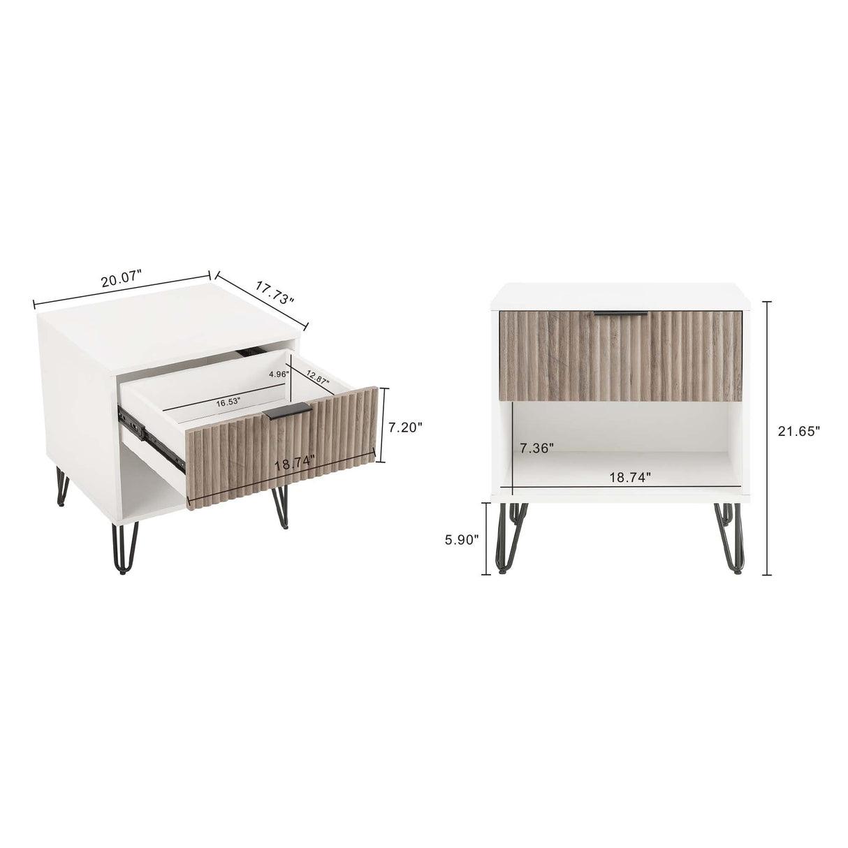 DUMBO 1.0 Nightstand in White and Rustic Grey by Manhattan Comfort at Eve Furniture