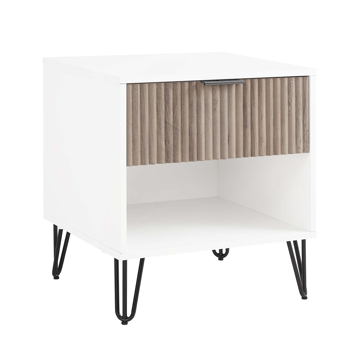 DUMBO 1.0 Nightstand in White and Rustic Grey by Manhattan Comfort at Eve Furniture