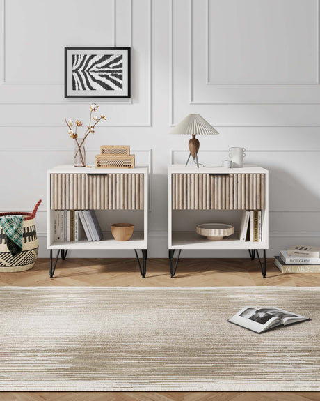DUMBO 1.0 Nightstand in White and Rustic Grey (set of 2) by Manhattan Comfort at Eve Furniture