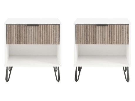 DUMBO 1.0 Nightstand in White and Rustic Grey (set of 2) by Manhattan Comfort at Eve Furniture