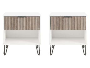 DUMBO 1.0 Nightstand in White and Rustic Grey (set of 2) by Manhattan Comfort at Eve Furniture