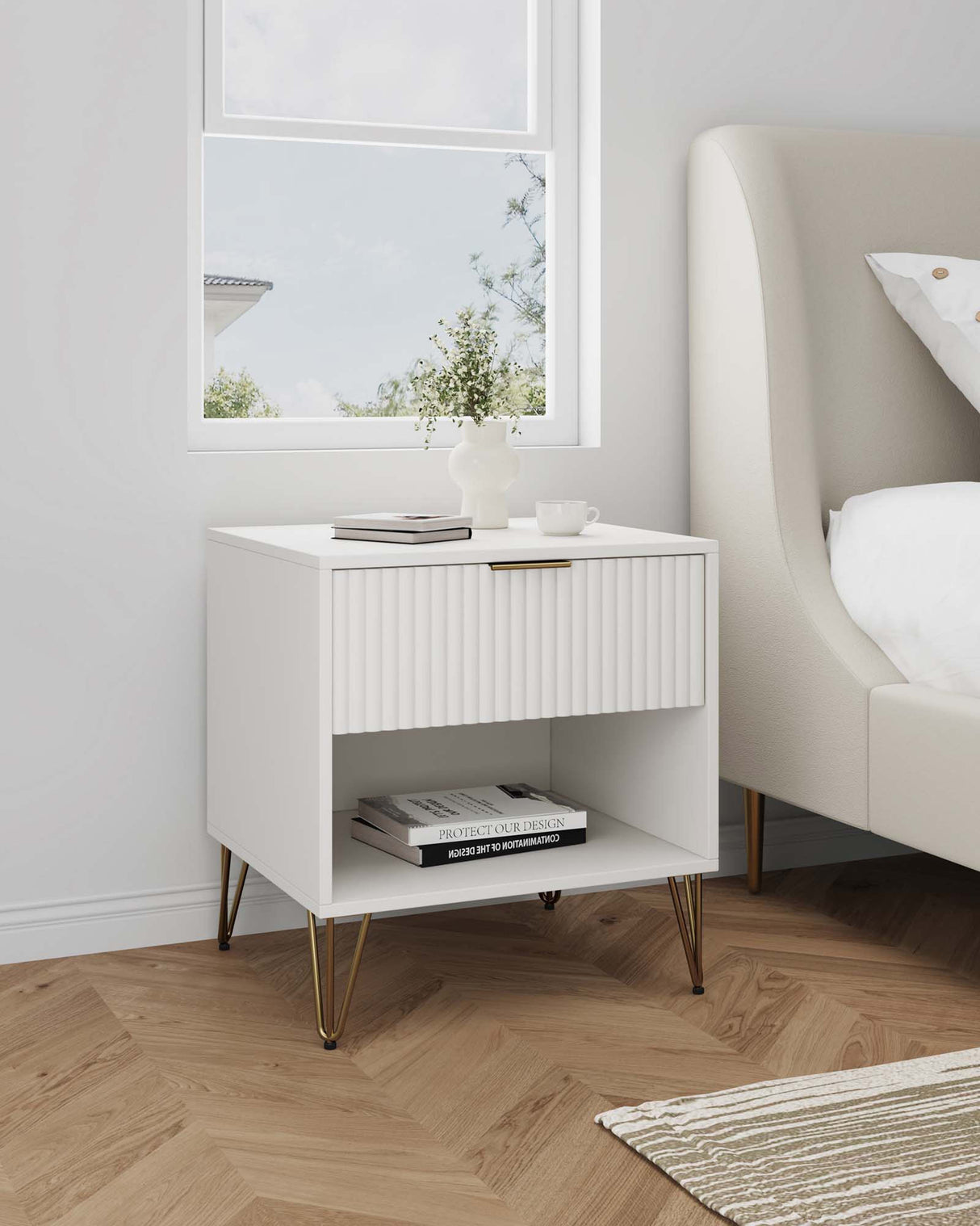 DUMBO 1.0 Nightstand in White by Manhattan Comfort at Eve Furniture