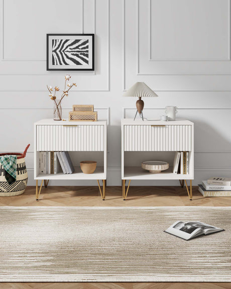 DUMBO 1.0 Nightstand in White (set of 2) by Manhattan Comfort at Eve Furniture