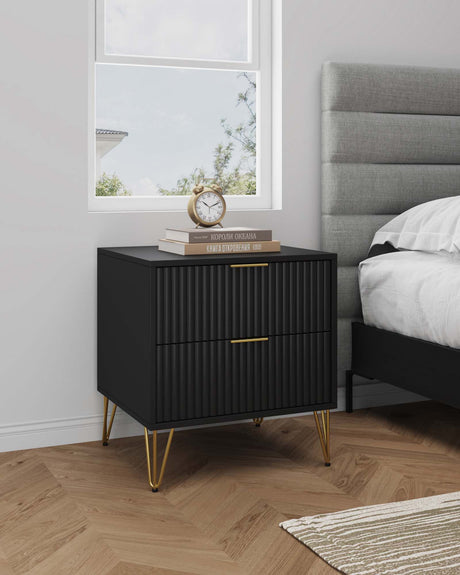 DUMBO 2.0 Nightstand in Black by Manhattan Comfort at Eve Furniture