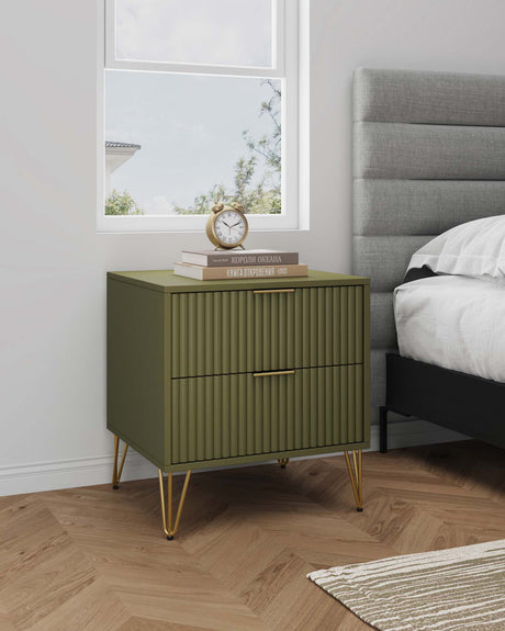 DUMBO 2.0 Nightstand in Olive Green by Manhattan Comfort at Eve Furniture