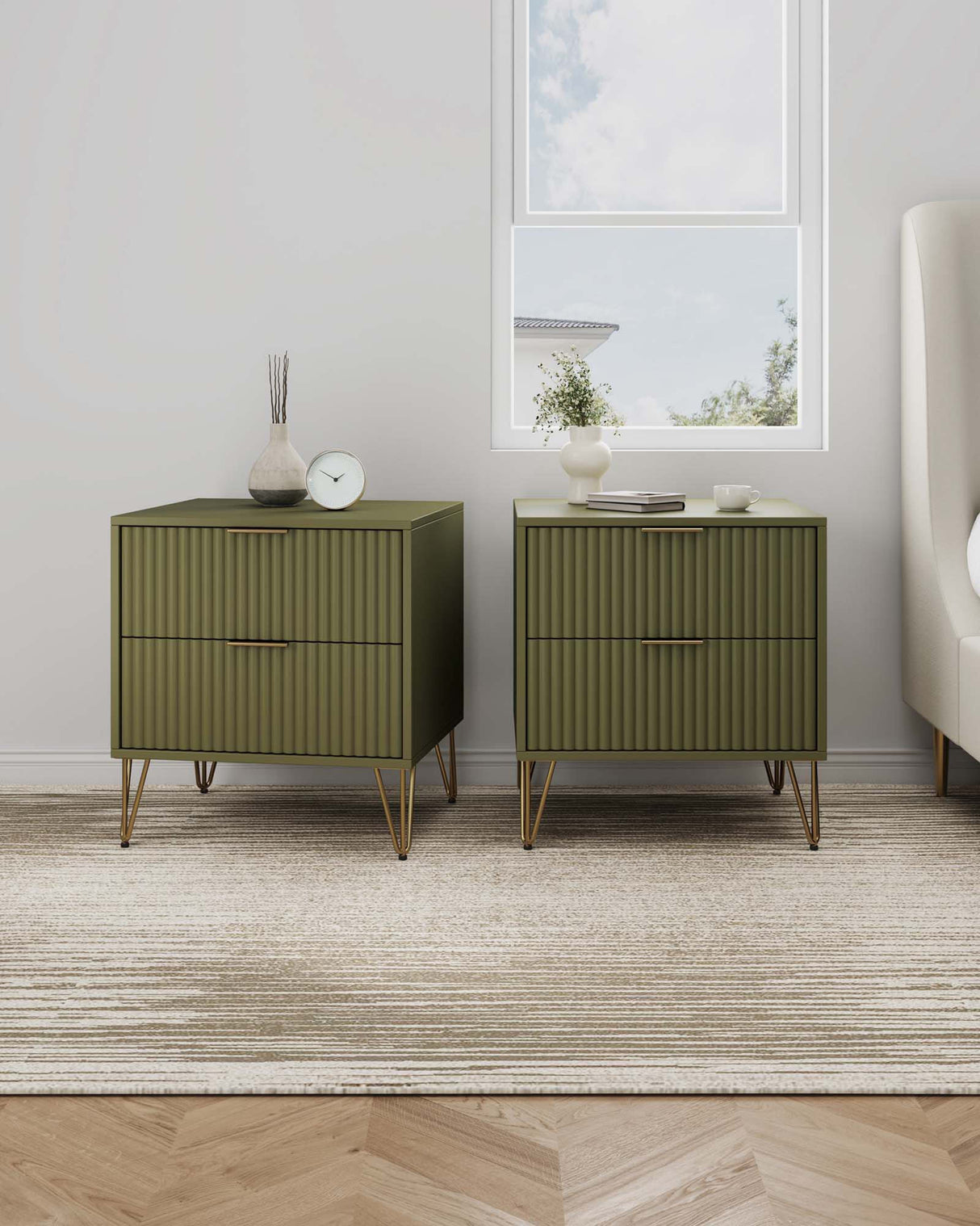 DUMBO 2.0 Nightstand in Olive Green (set of 2) by Manhattan Comfort at Eve Furniture