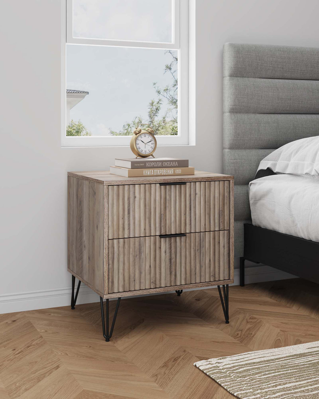 DUMBO 2.0 Nightstand in Rustic Grey by Manhattan Comfort at Eve Furniture