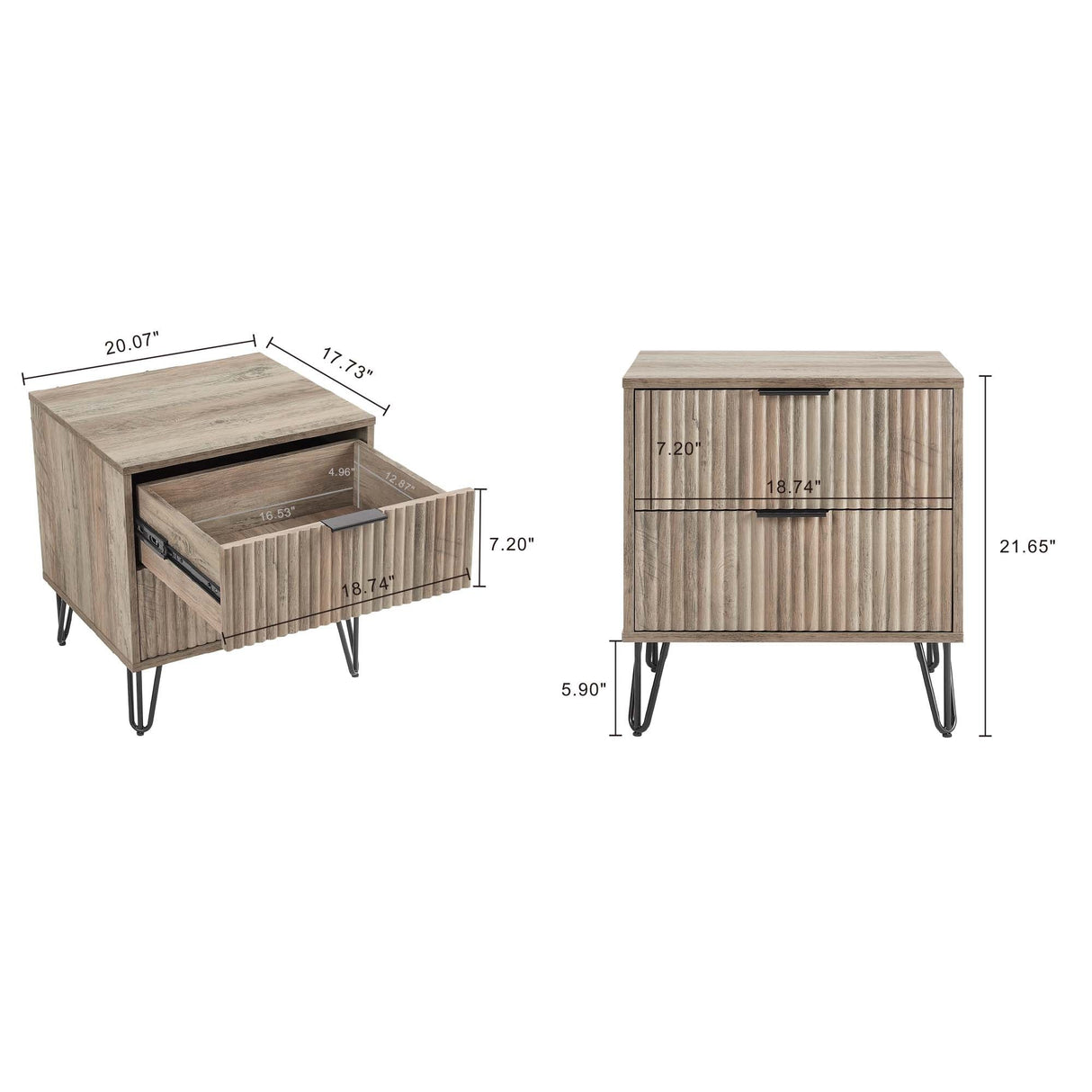 DUMBO 2.0 Nightstand in Rustic Grey by Manhattan Comfort at Eve Furniture