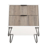 DUMBO 2.0 Nightstand in White and Rustic Grey by Manhattan Comfort at Eve Furniture
