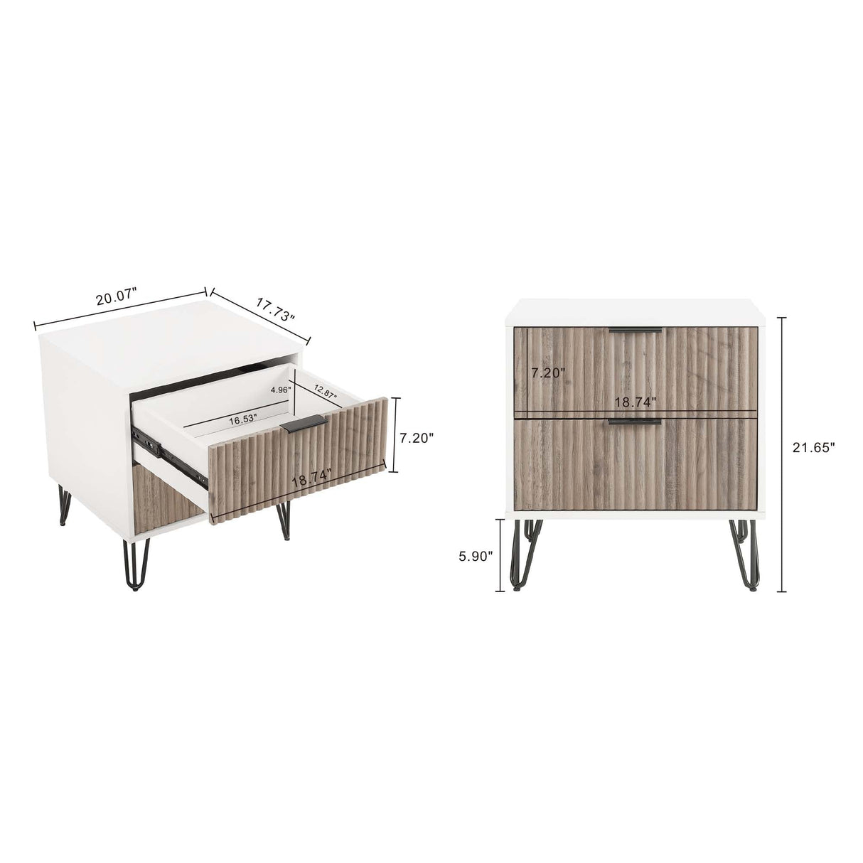 DUMBO 2.0 Nightstand in White and Rustic Grey by Manhattan Comfort at Eve Furniture