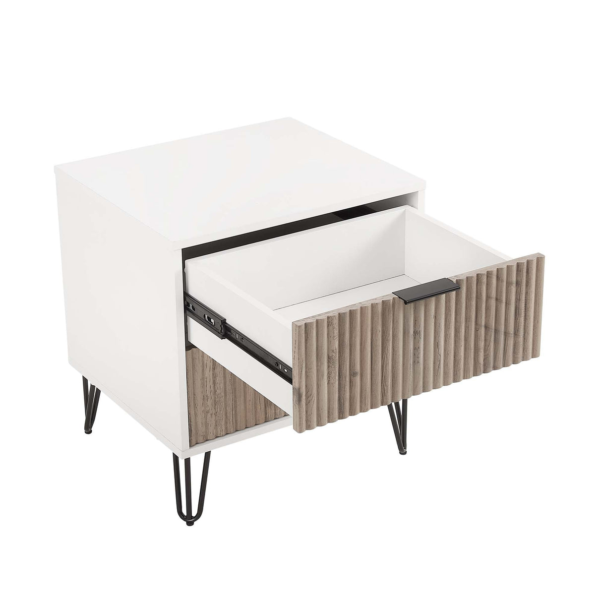 DUMBO 2.0 Nightstand in White and Rustic Grey by Manhattan Comfort at Eve Furniture