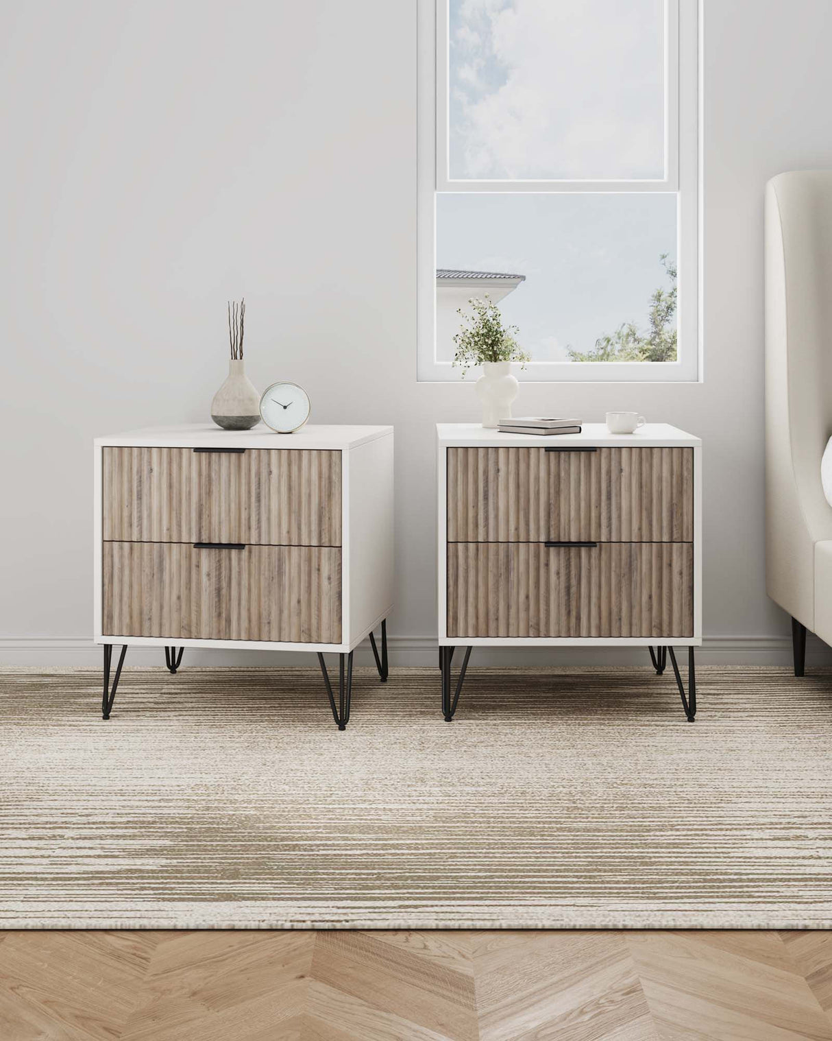 DUMBO 2.0 Nightstand in White and Rustic Grey (set of 2) by Manhattan Comfort at Eve Furniture