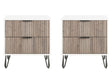 DUMBO 2.0 Nightstand in White and Rustic Grey (set of 2) by Manhattan Comfort at Eve Furniture