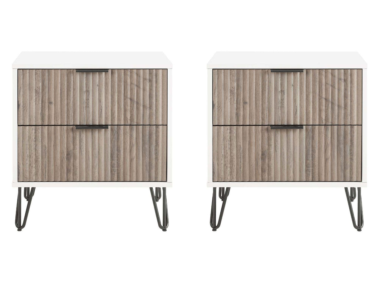 DUMBO 2.0 Nightstand in White and Rustic Grey (set of 2) by Manhattan Comfort at Eve Furniture