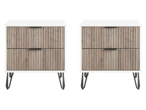 DUMBO 2.0 Nightstand in White and Rustic Grey (set of 2) by Manhattan Comfort at Eve Furniture