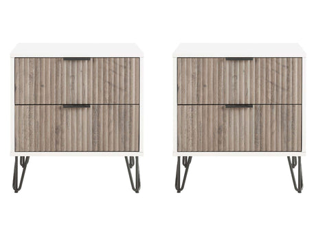 DUMBO 2.0 Nightstand in White and Rustic Grey (set of 2) by Manhattan Comfort at Eve Furniture