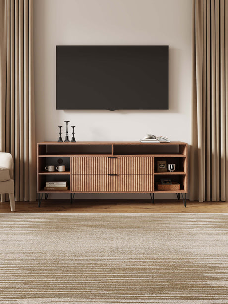 DUMBO 63" TV Stand in Golden Brown by Manhattan Comfort at Eve Furniture