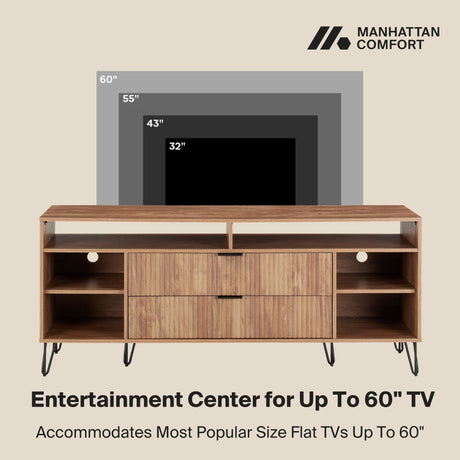 DUMBO 63" TV Stand in Golden Brown by Manhattan Comfort at Eve Furniture