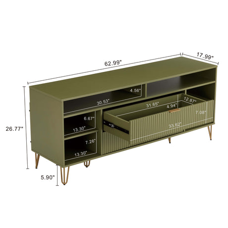 DUMBO 63" TV Stand in Olive Green by Manhattan Comfort at Eve Furniture