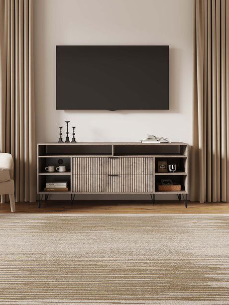 DUMBO 63" TV Stand in Rustic Grey by Manhattan Comfort at Eve Furniture