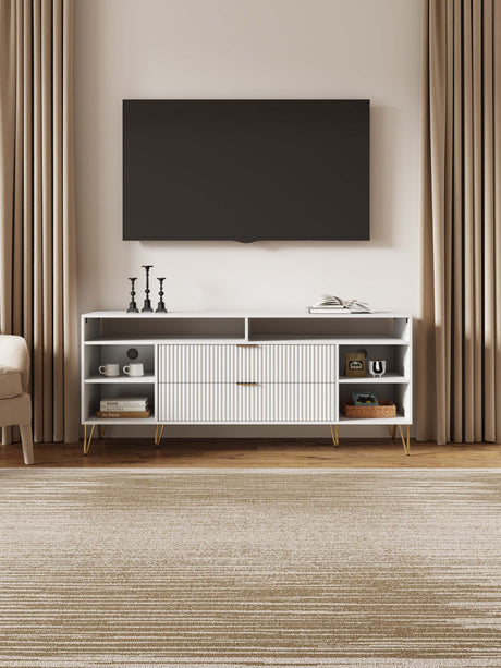 DUMBO 63" TV Stand in White by Manhattan Comfort at Eve Furniture