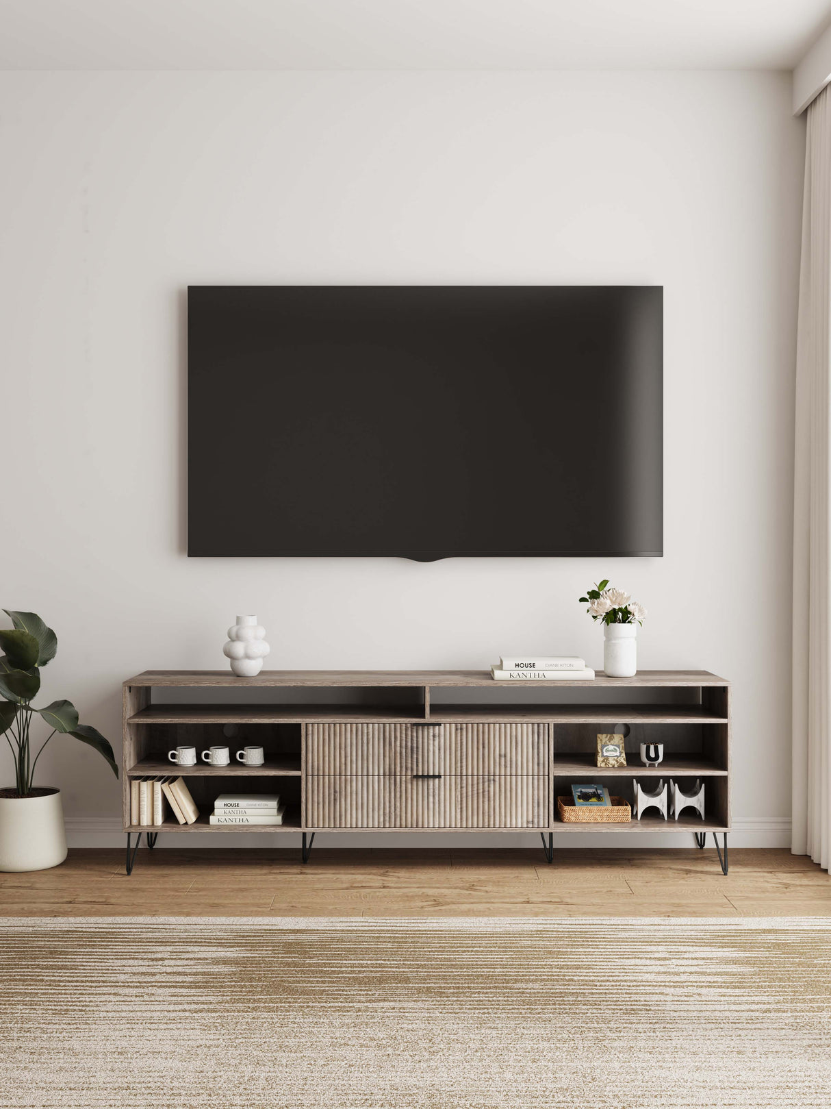 DUMBO 85" TV Stand in Golden Brown by Manhattan Comfort at Eve Furniture