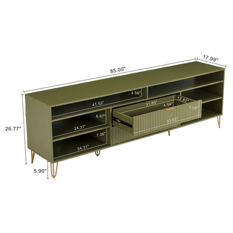 DUMBO 85" TV Stand in Olive Green by Manhattan Comfort at Eve Furniture