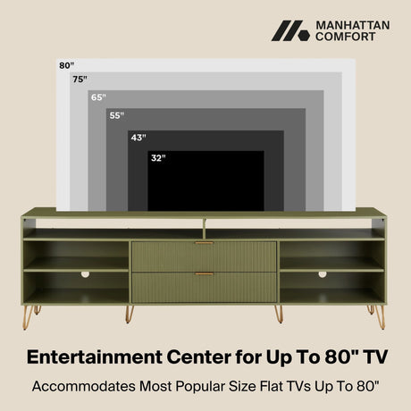 DUMBO 85" TV Stand in Olive Green by Manhattan Comfort at Eve Furniture