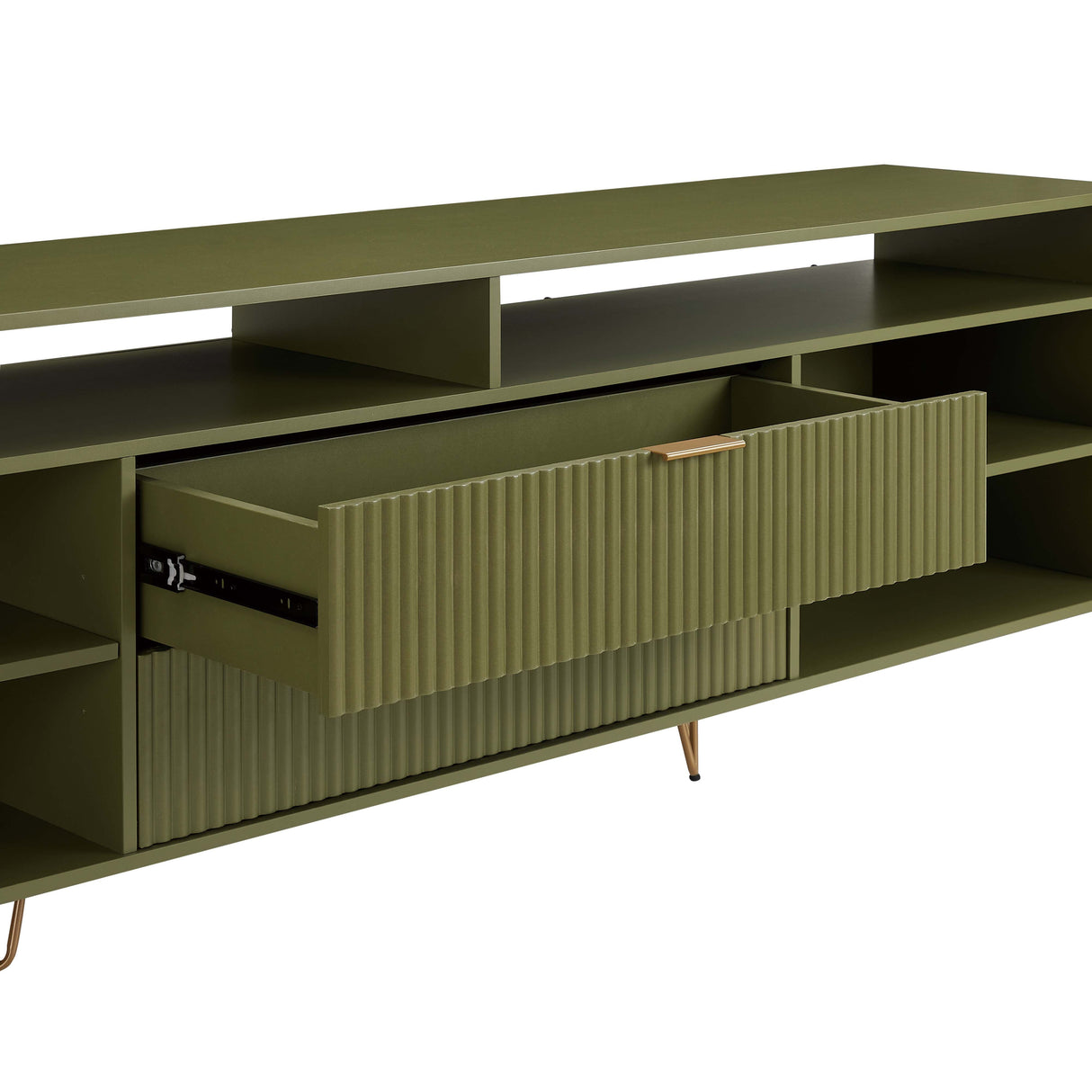 DUMBO 85" TV Stand in Olive Green by Manhattan Comfort at Eve Furniture