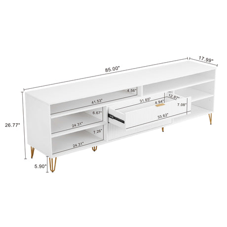 DUMBO 85" TV Stand in White by Manhattan Comfort at Eve Furniture