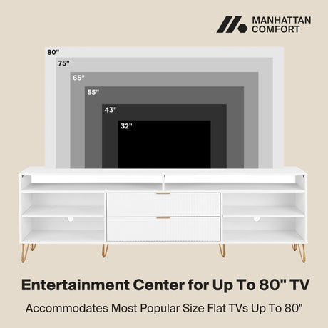 DUMBO 85" TV Stand in White by Manhattan Comfort at Eve Furniture