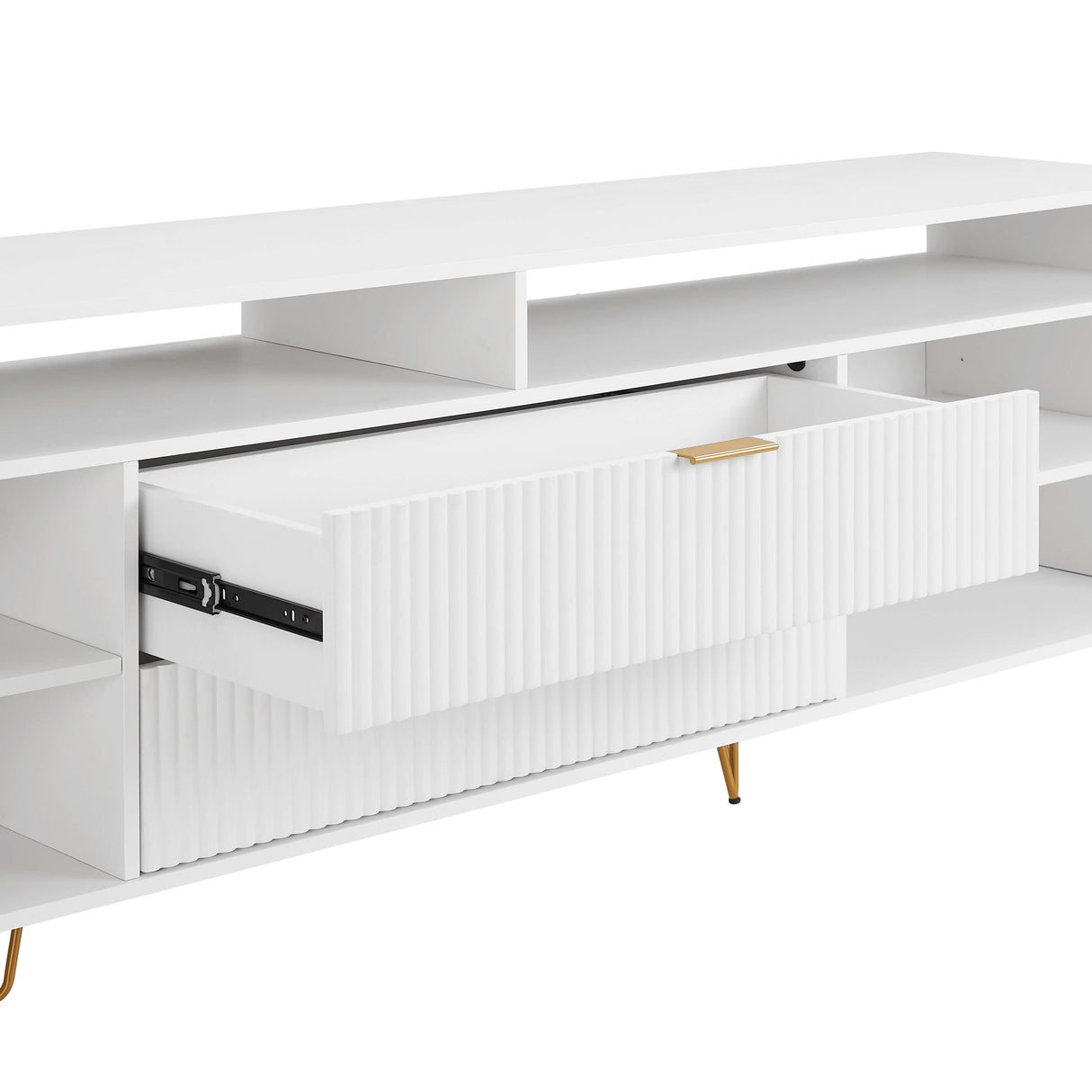 DUMBO 85" TV Stand in White by Manhattan Comfort at Eve Furniture