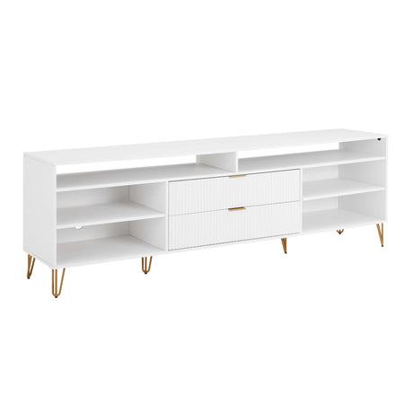 DUMBO 85" TV Stand in White by Manhattan Comfort at Eve Furniture