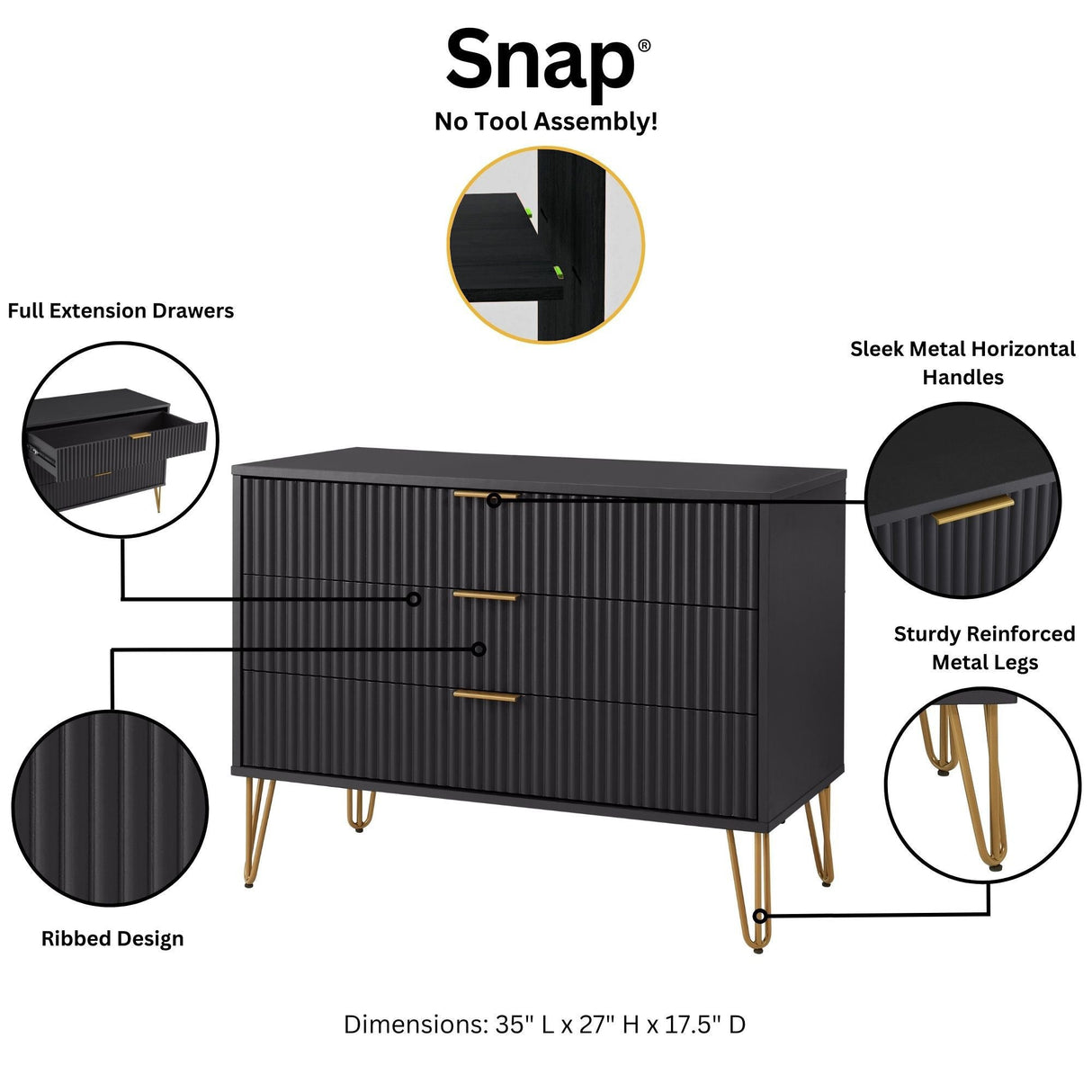 DUMBO Dresser in Black by Manhattan Comfort at Eve Furniture