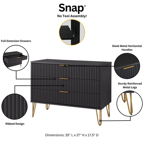 DUMBO Dresser in Black by Manhattan Comfort at Eve Furniture