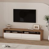 Duncan 70" TV Stand in Maple and Off White by Manhattan Comfort at Eve Furniture
