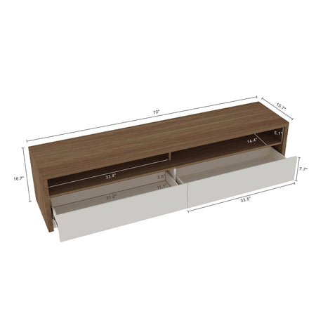 Duncan 70" TV Stand in Maple and Off White by Manhattan Comfort at Eve Furniture