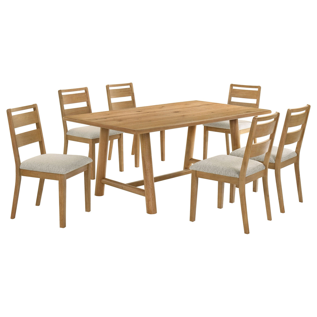 Duncan Washed Oak 7-piece Rectangular Wood Dining Table Set by Coaster at Eve Furniture
