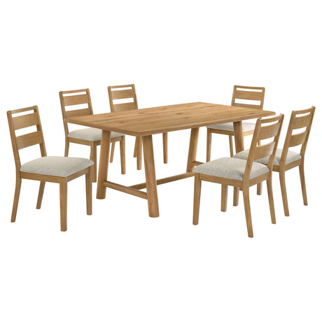 Duncan Washed Oak 7-piece Rectangular Wood Dining Table Set by Coaster at Eve Furniture
