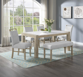 Dune Light Gray Genuine Marble Dining Set by Crown Mark at Eve Furniture